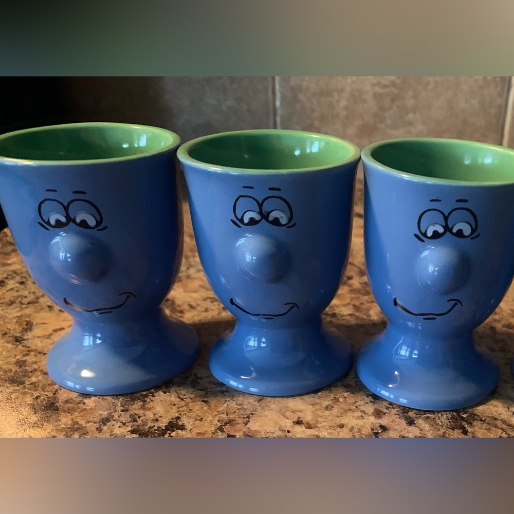 Trio of Face Egg Cups